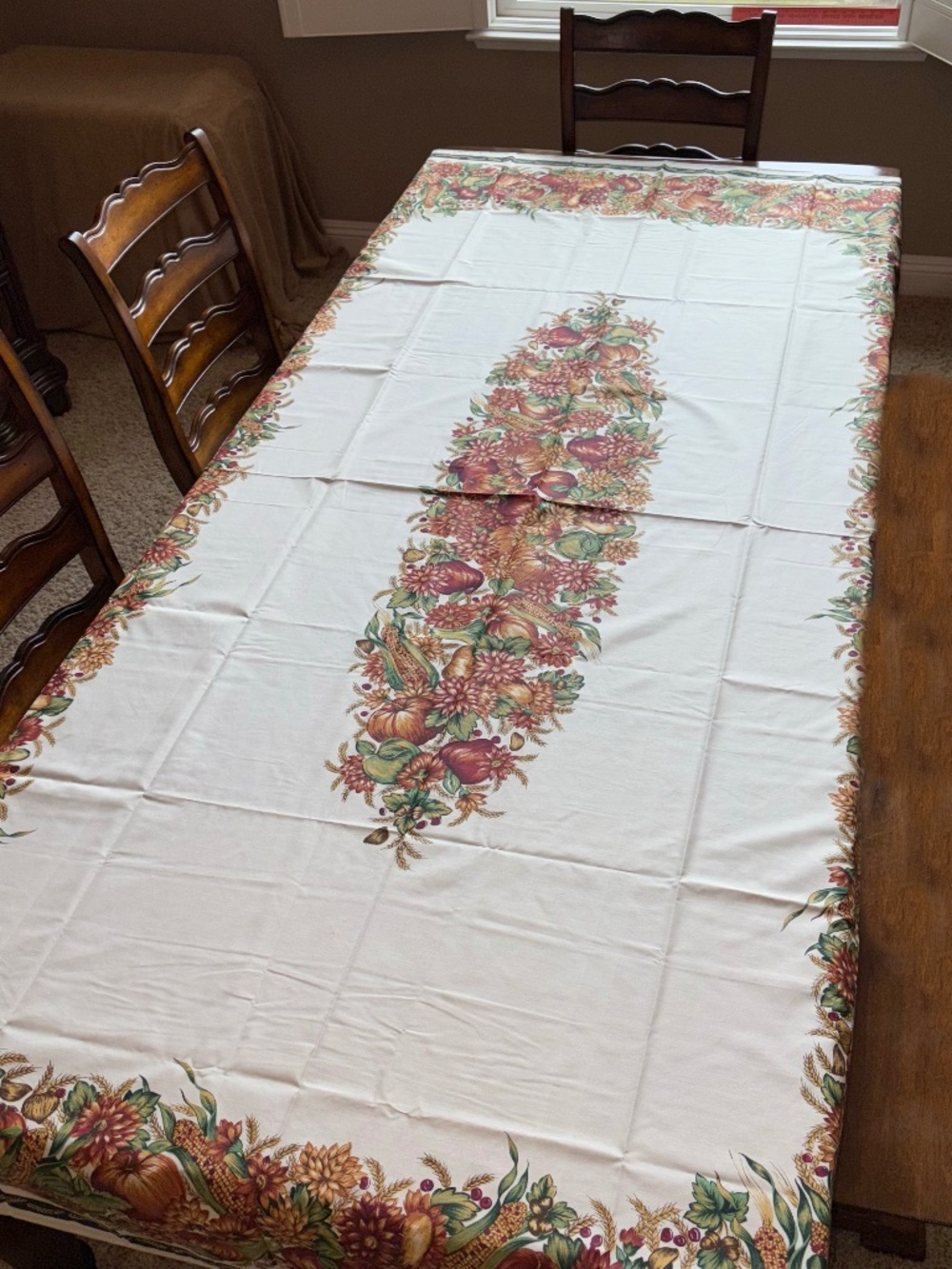 XL Vintage Avon Home Fashions Fall Harvest Tablecloth 102" x 60" Thanksgiving